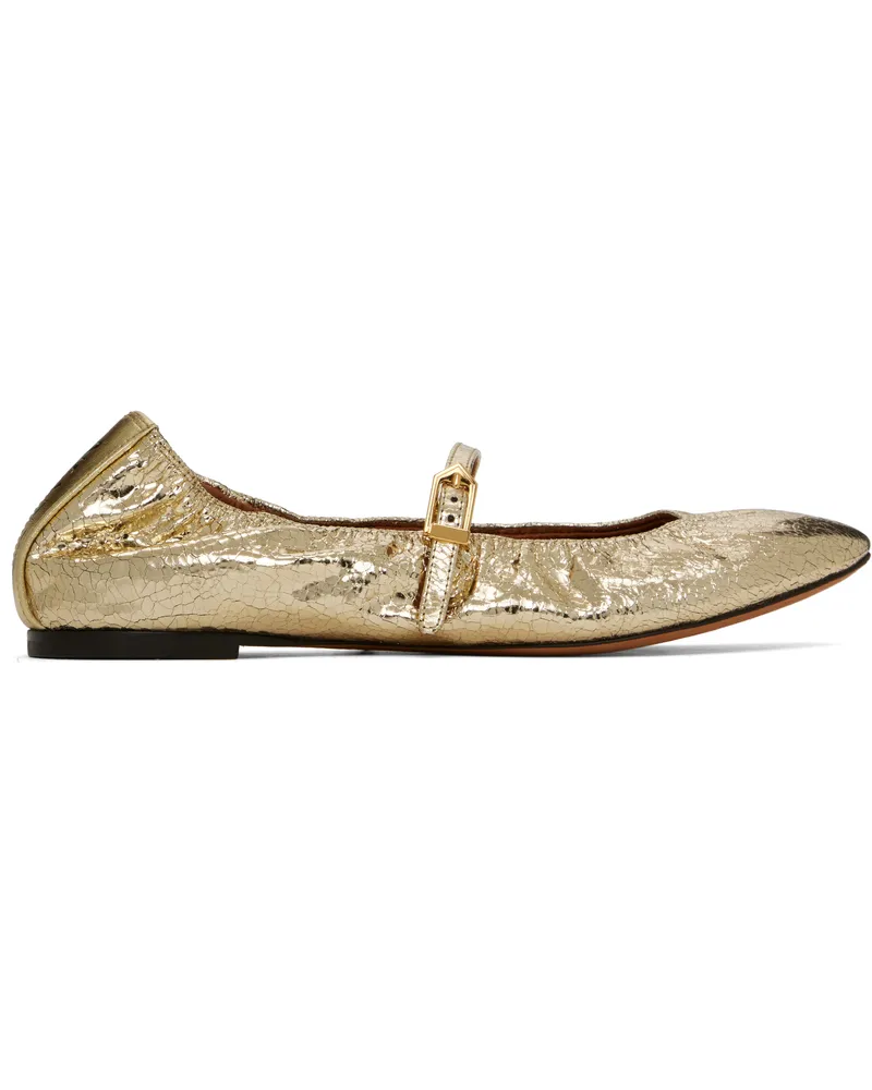 Lanvin Gold Mary Jane Ballerina Flats Gold