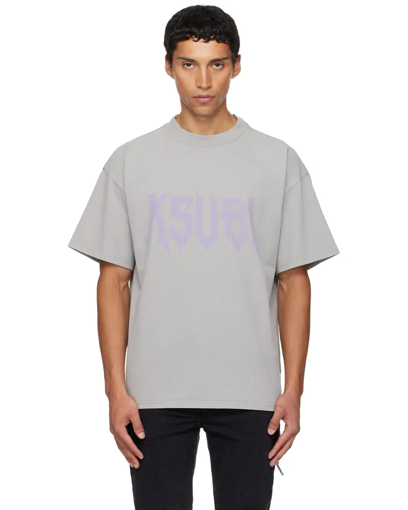 ksubi Gray Blasted Ekcess Short Sleeve T-shirt Washed