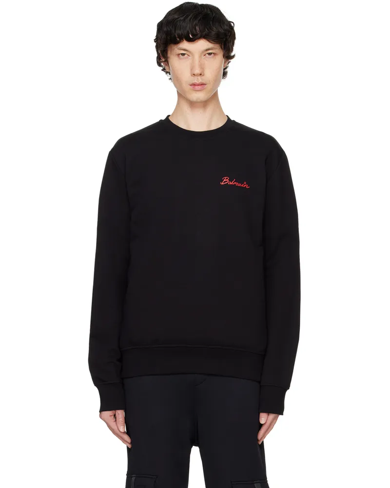 Balmain Black 'Balmain Kiss' Print Sweatshirt Egc