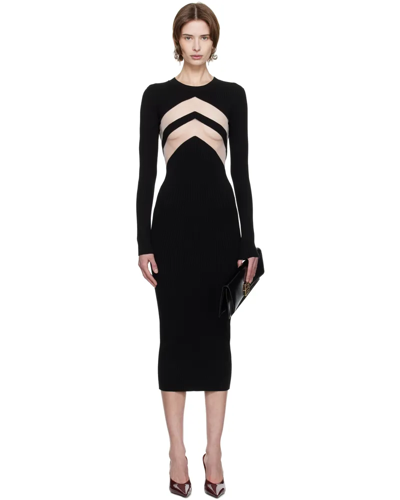 Jean Paul Gaultier Black 'The Chevrons' Midi Dress 00