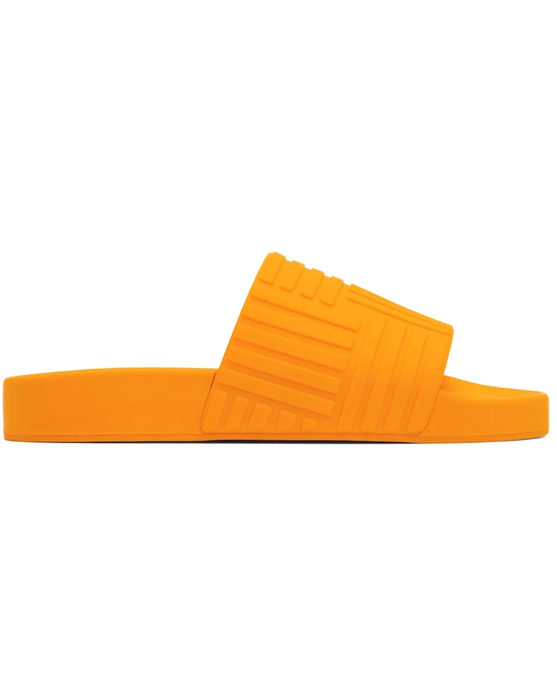 Bottega Veneta Orange Rubber Slides 7593
