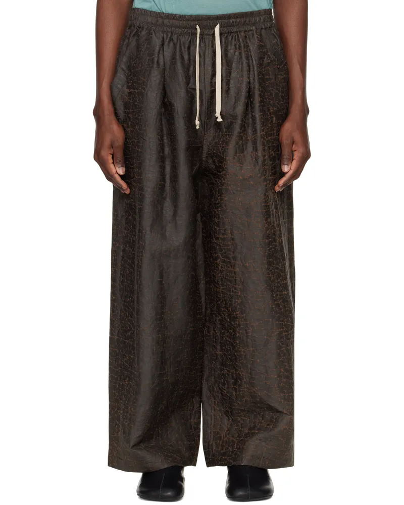 Jan-Jan Van Essche Brown O-Project Doro Dyed Silk Wide Trousers Dark
