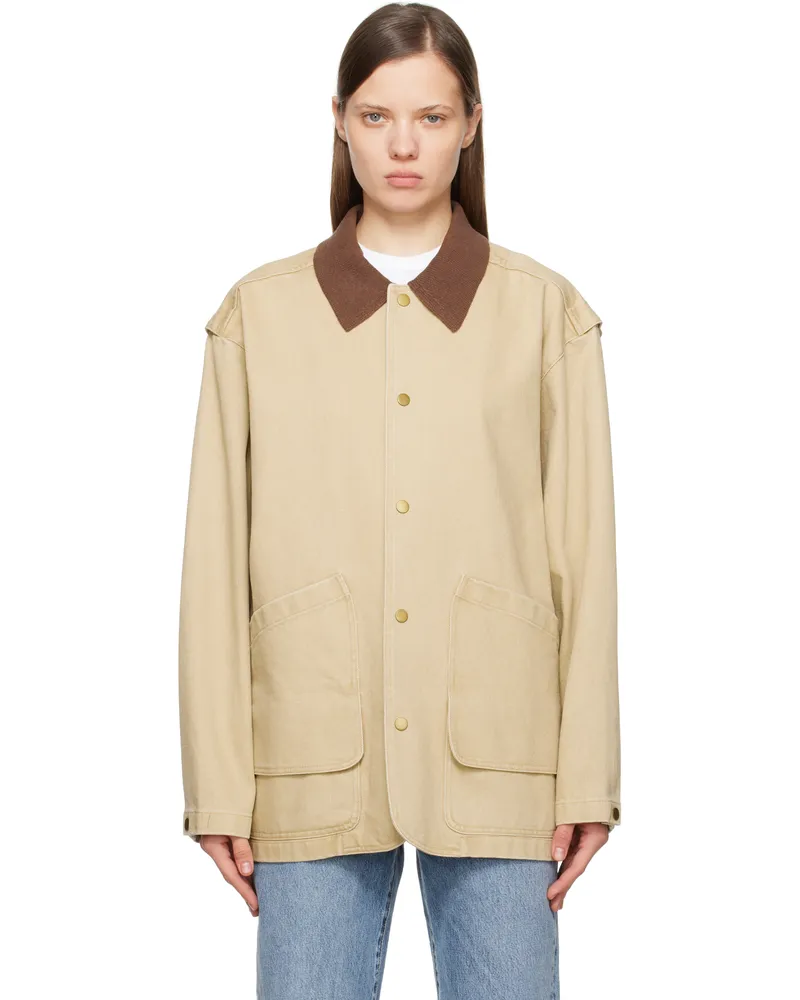 LE 17 SEPTEMBRE Beige Knit Collar Field Jacket Beige