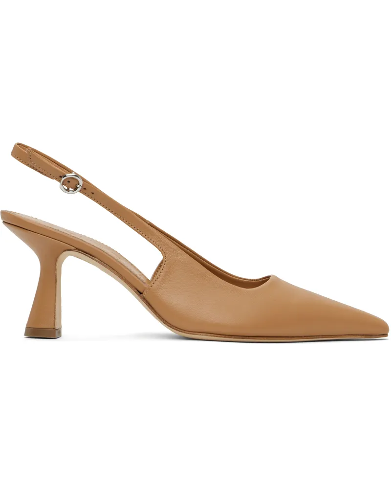 aeyde Tan Fernanda Leather Slingback Heels Hazelnut