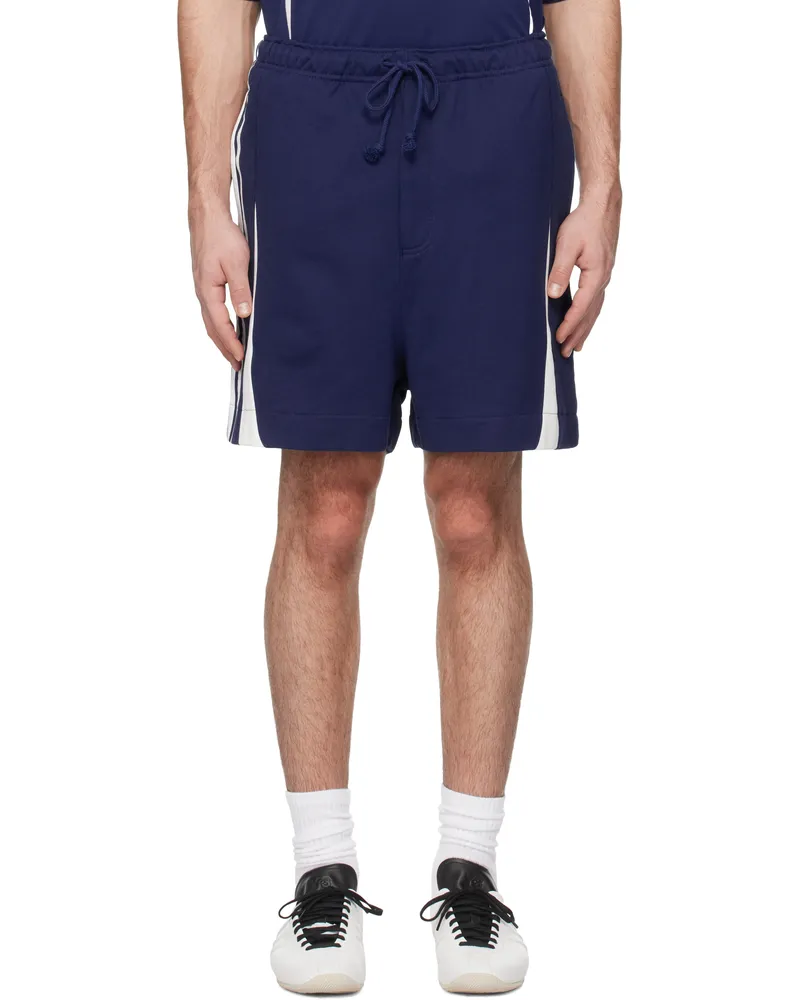 Y-3 Blue French Terry Cutline Shorts Blue
