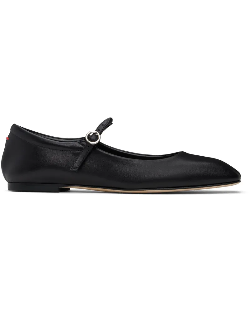 aeyde Black Uma Leather Mary-Jane Ballerina Flats Black