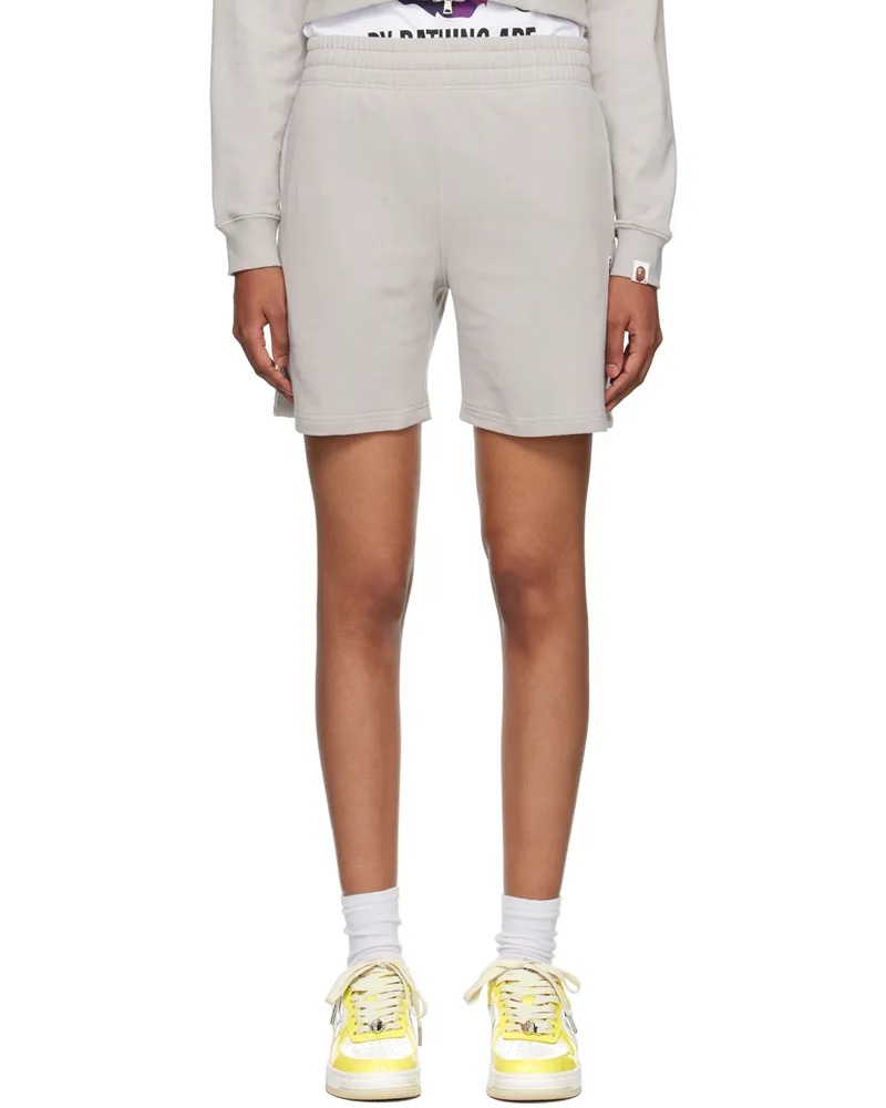 BAPE Gray Ape Head One Point Shorts Gray