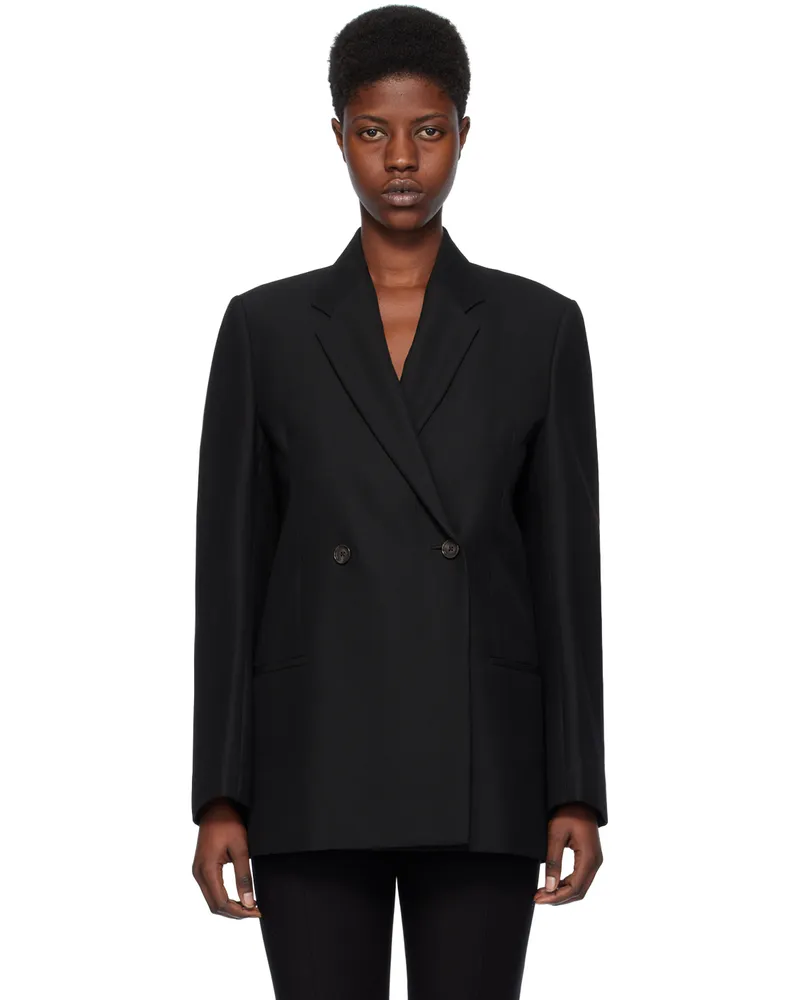 Totême Black Double-Breasted Blazer 200
