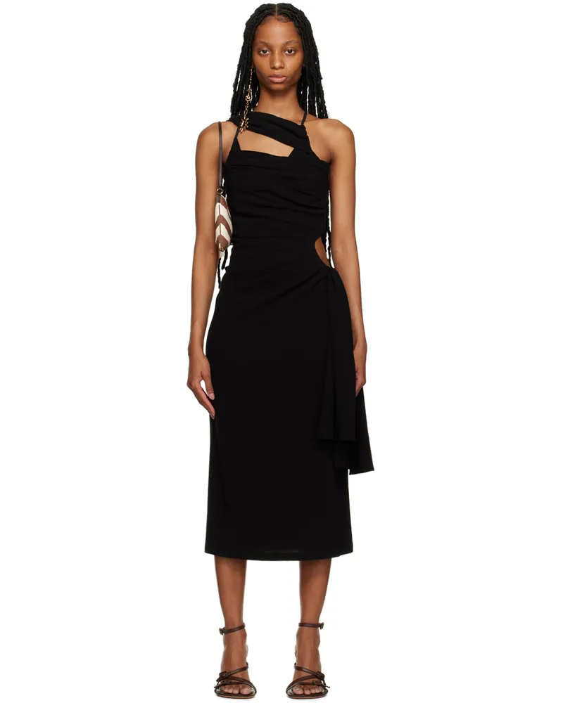 Jacquemus Black Le Raphia 'La Robe Abanada' Midi Dress 990