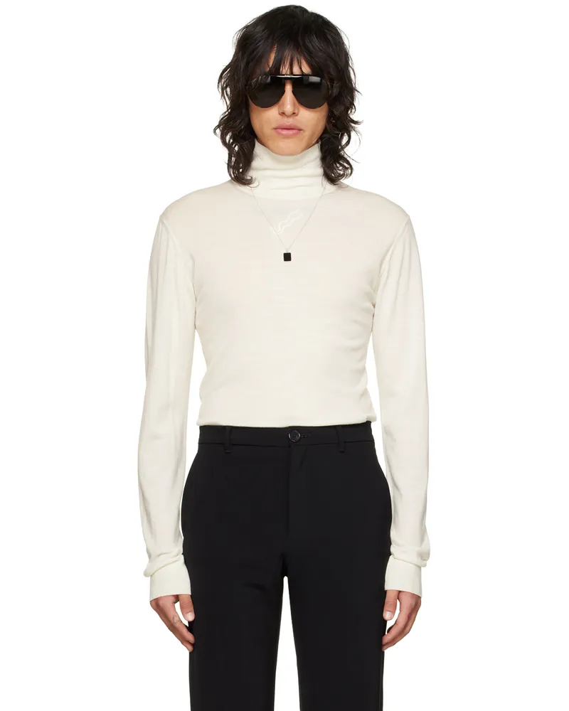 LU'U DAN White Embroidered Turtleneck White