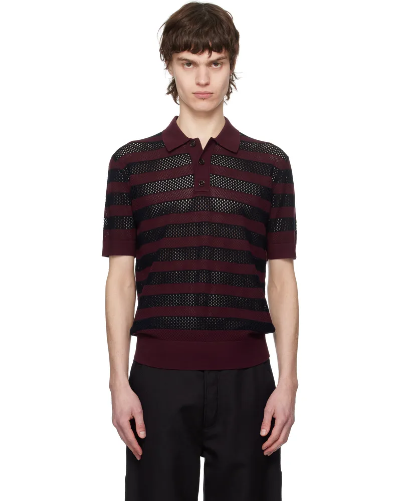 Dries van Noten Purple & Navy Striped Polo 357