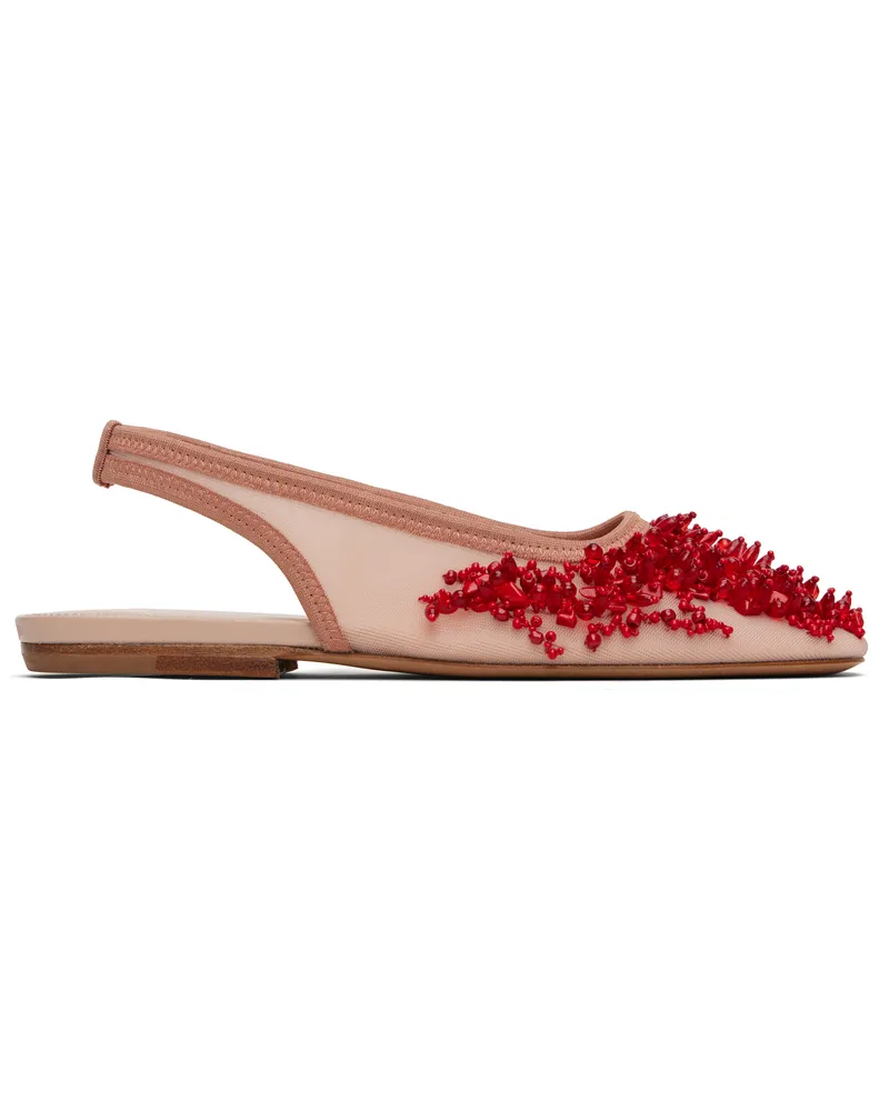 Dries van Noten Pink Slingback Embellished Mesh Flats 900