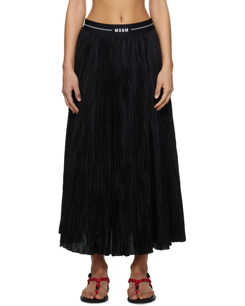 MSGM Black Pleated Midi Skirt 99