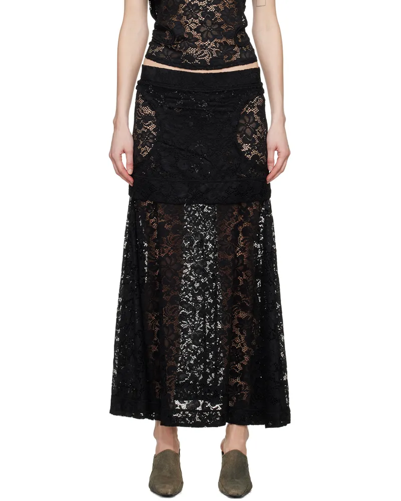 Eckhaus Latta Black Seraph Midi Skirt Shadow