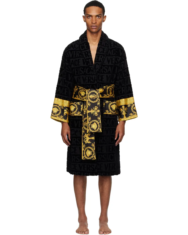 Versace Black 'I Heart Baroque' Bathrobe Z4800-black