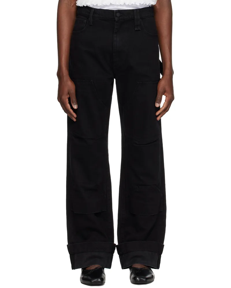 Simone Rocha Black Embellished Workwear Jeans Black
