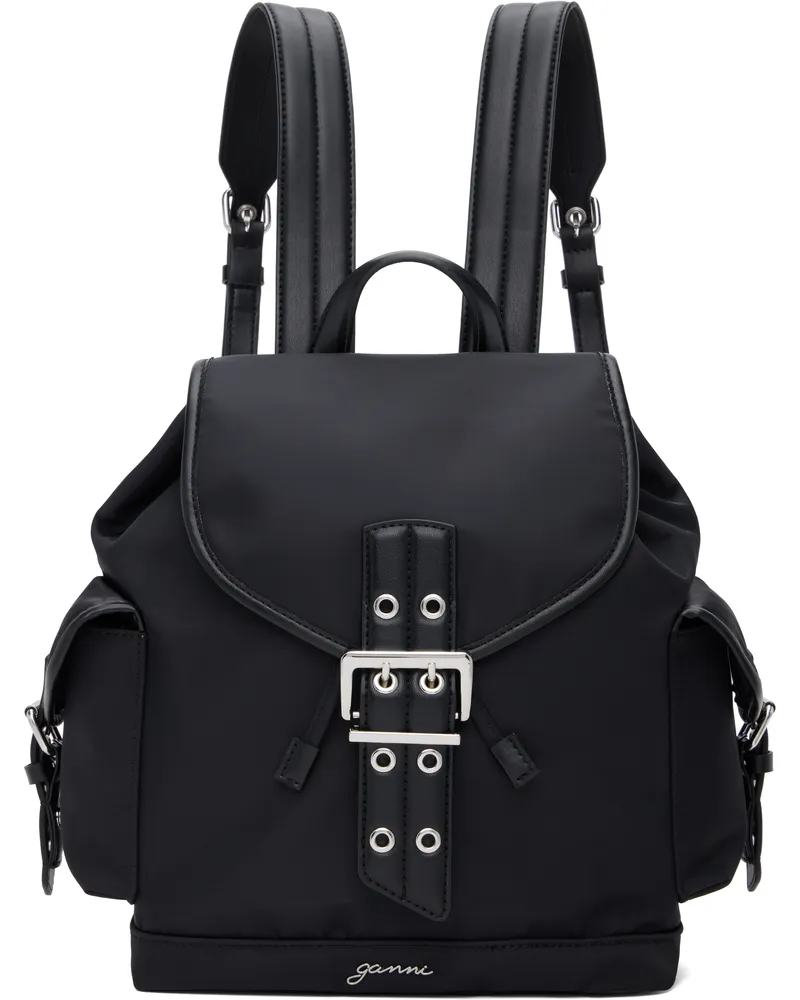 Ganni Black Small Bucky Nylon Backpack 099