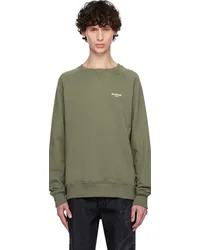 Balmain Khaki Flocked Logo Sweatshirt Ukc