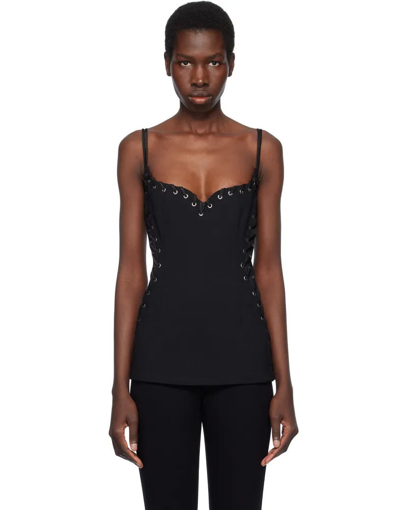 Paris Georgia Black Eyelet Heart Tank Top Black