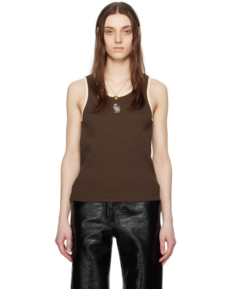 Ernest W. Baker Brown Embroidered Tank Top Brown