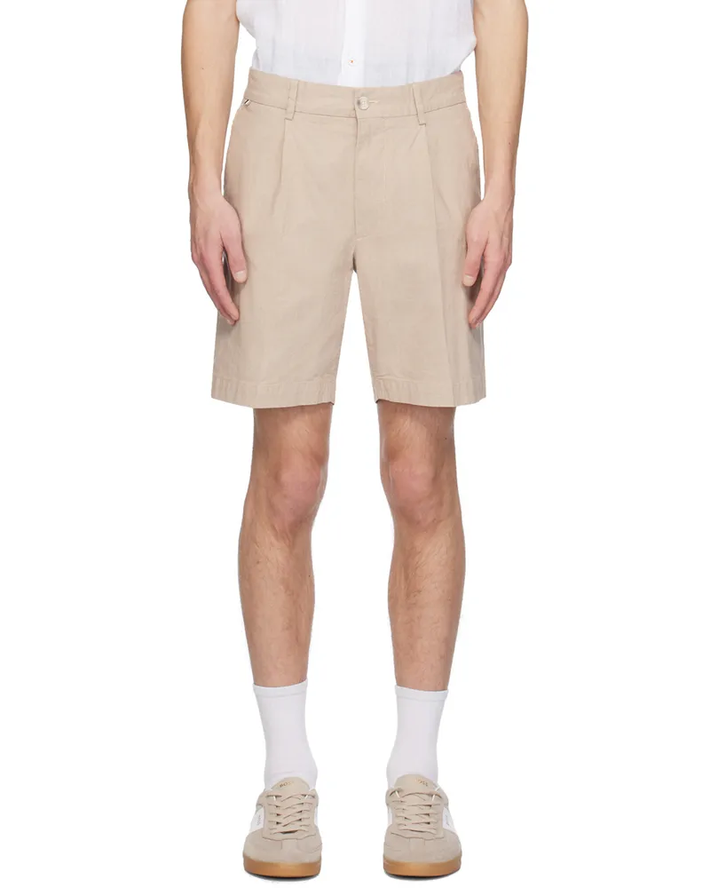 HUGO BOSS Beige Pleated Shorts 260-medium