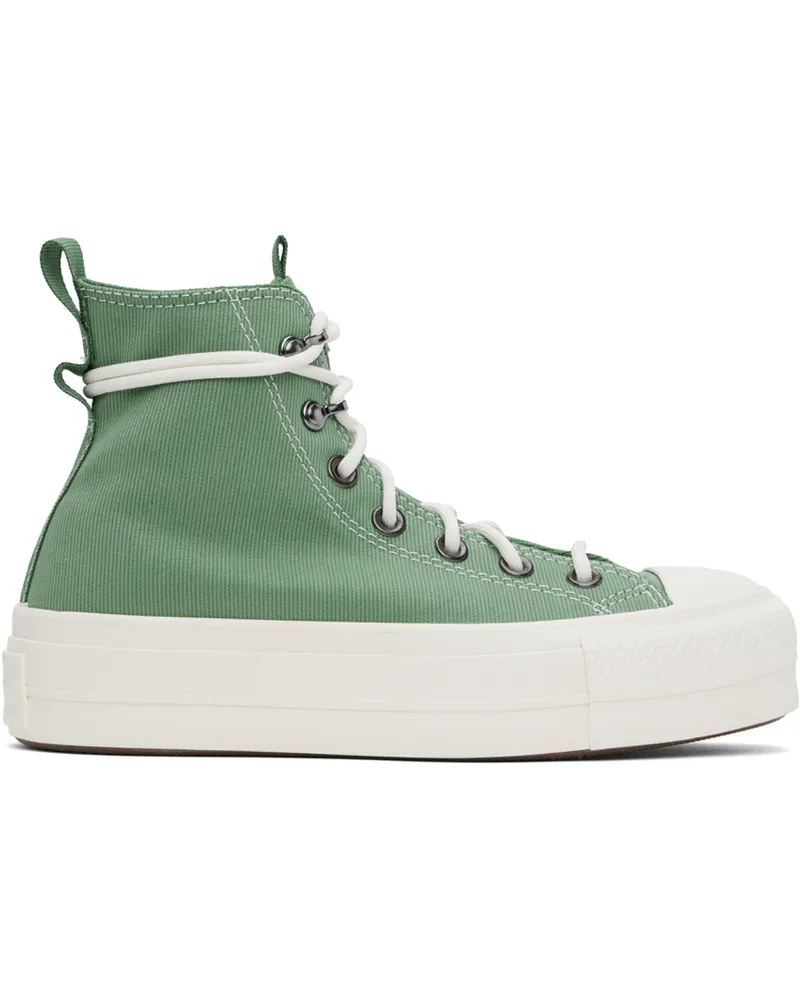 Converse Green Chuck Taylor All Star Lift Platform Utility Sneakers Herby