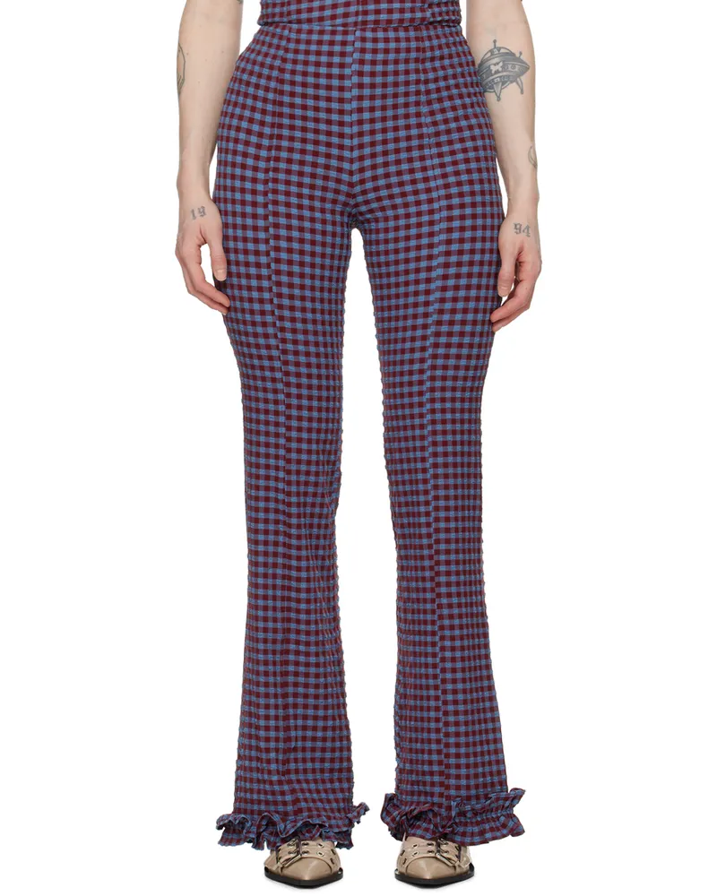 Ganni Blue & Red Check Trousers 474