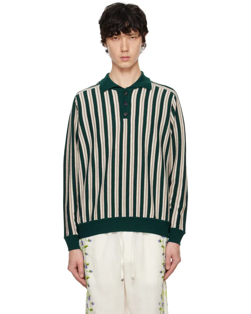 BODE Green & Off-White Hogan Stripe Polo Grmlt