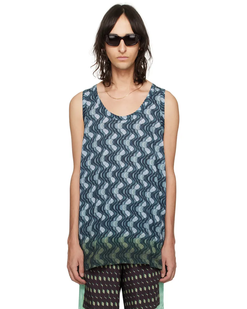 Dries van Noten Blue Gradient Tank Top Anthracite