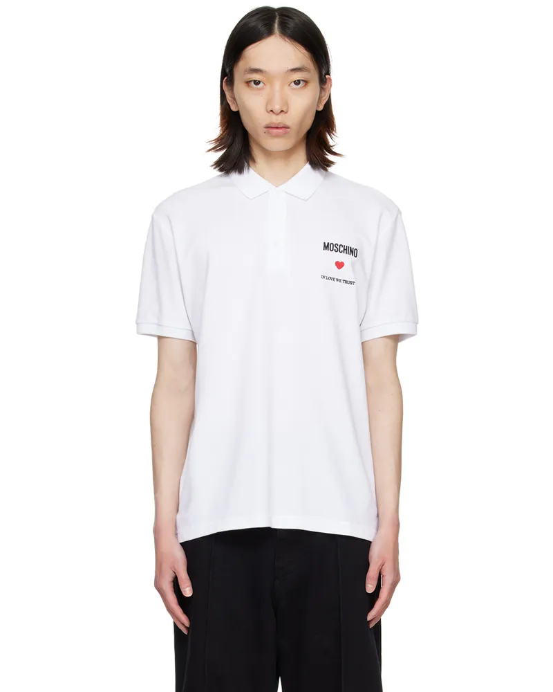 Moschino White 'In Love We Trust' Polo J1001