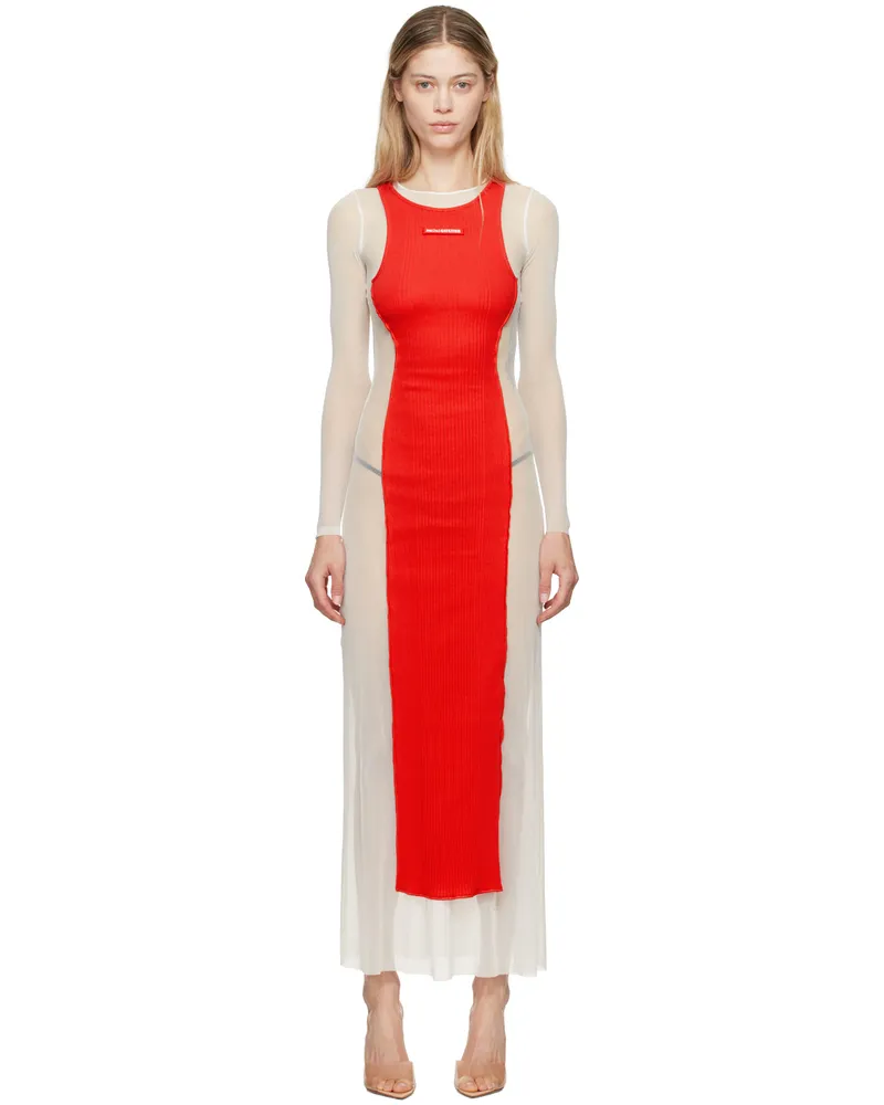 Jean Paul Gaultier White & Red 'The Long Petit Grand' Maxi Dress 0130-white
