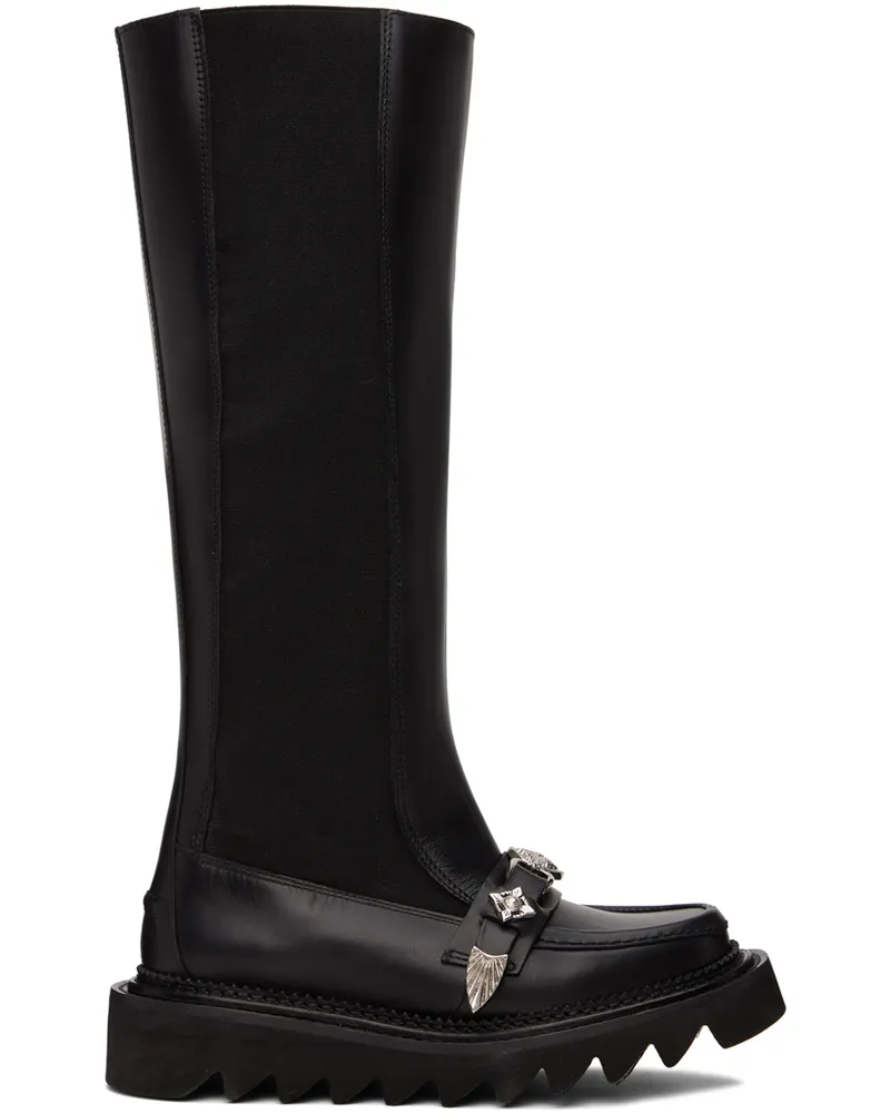 Toga Black Leather Tall Boots Aj1259