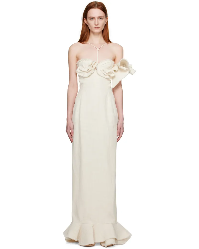 Jacquemus Off-White Le Raphia 'La Robe Artichaut' Maxi Dress Off-white