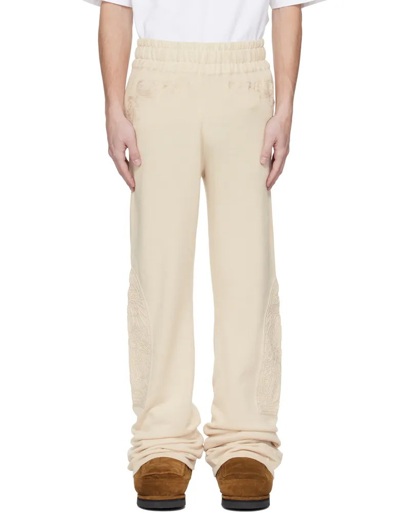 WHO DECIDES WAR Beige Low Stained Glass Sweatpants Tan