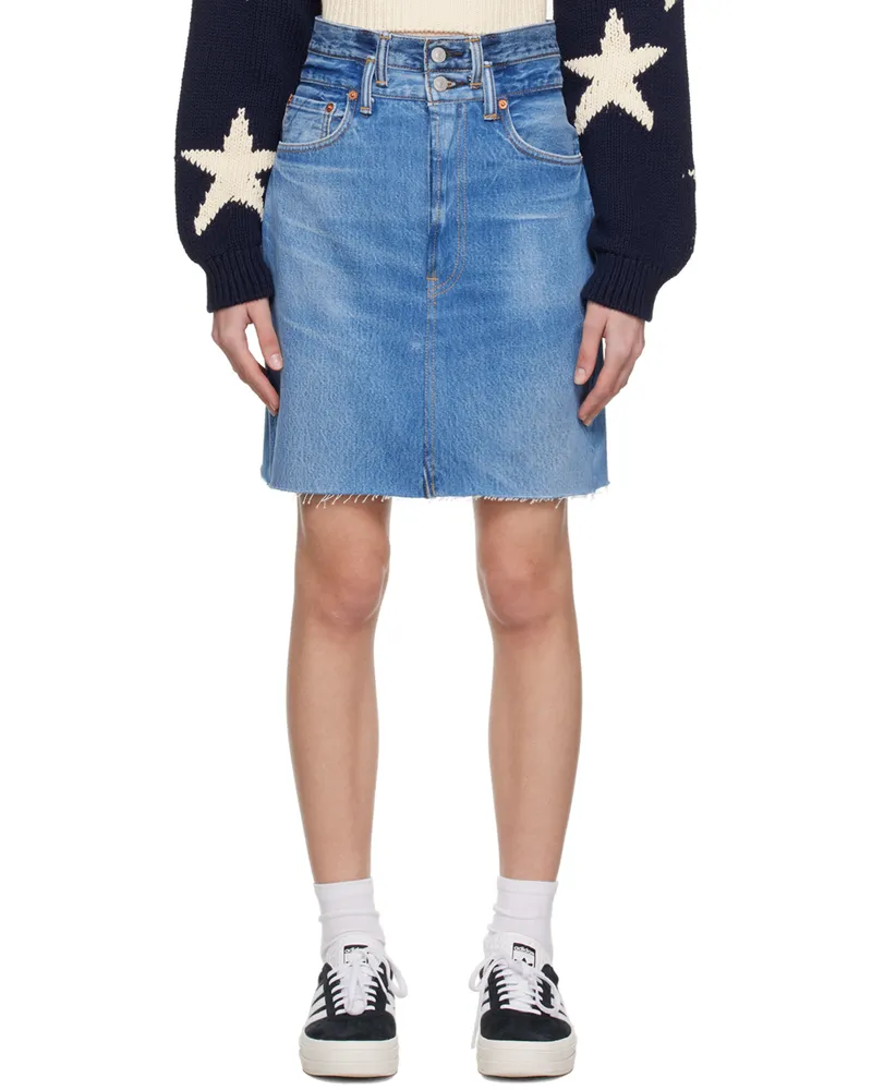 RE/DONE Blue Double Waisted Miniskirt Indigo