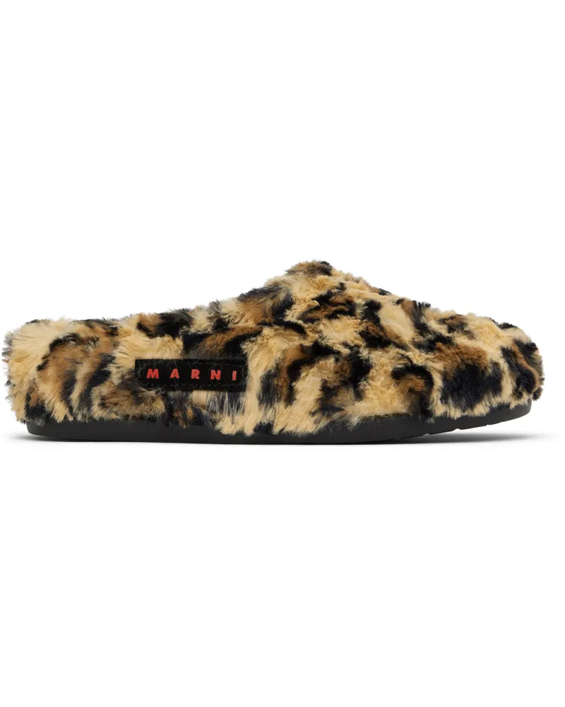 Marni SSENSE Exclusive Kids Beige & Black Fussbett Sabot Mules Leopard