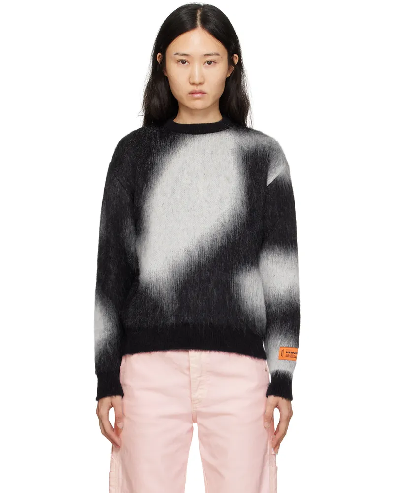 Heron Preston Black & White Aop Sweater Black
