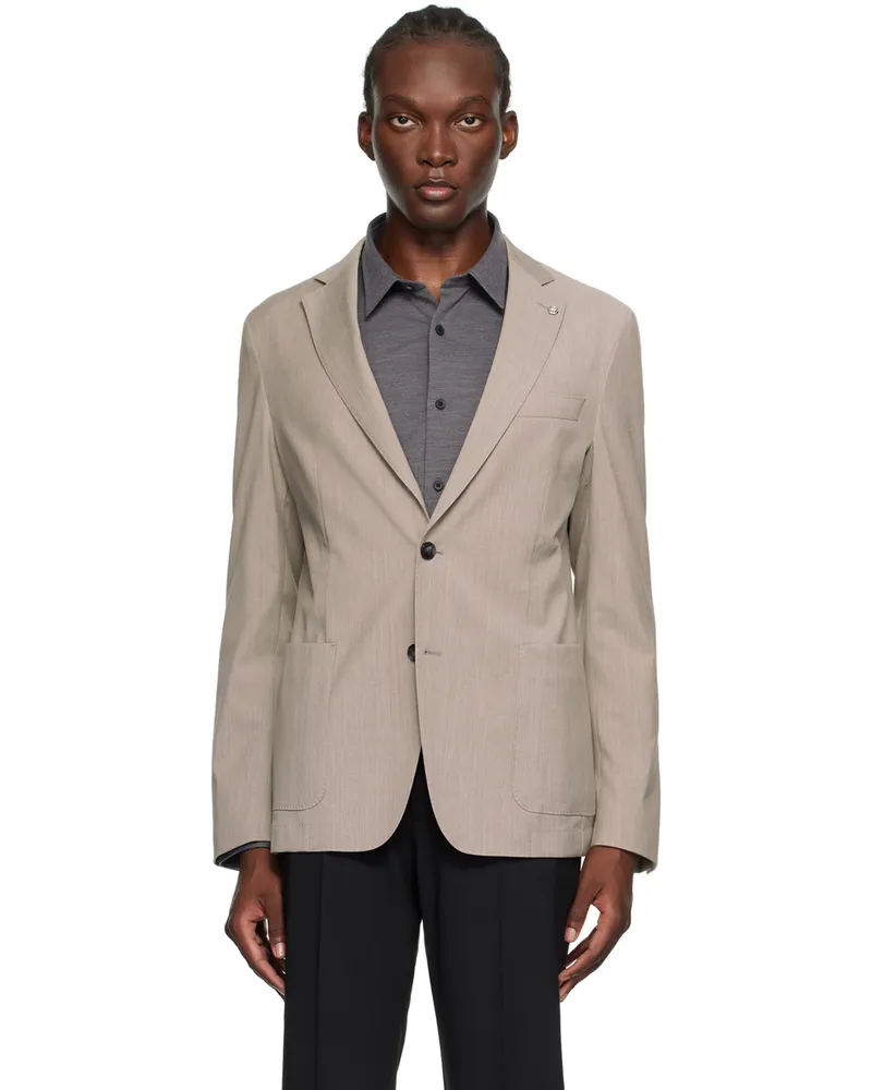 HUGO BOSS Beige Slim-Fit Blazer 282-open
