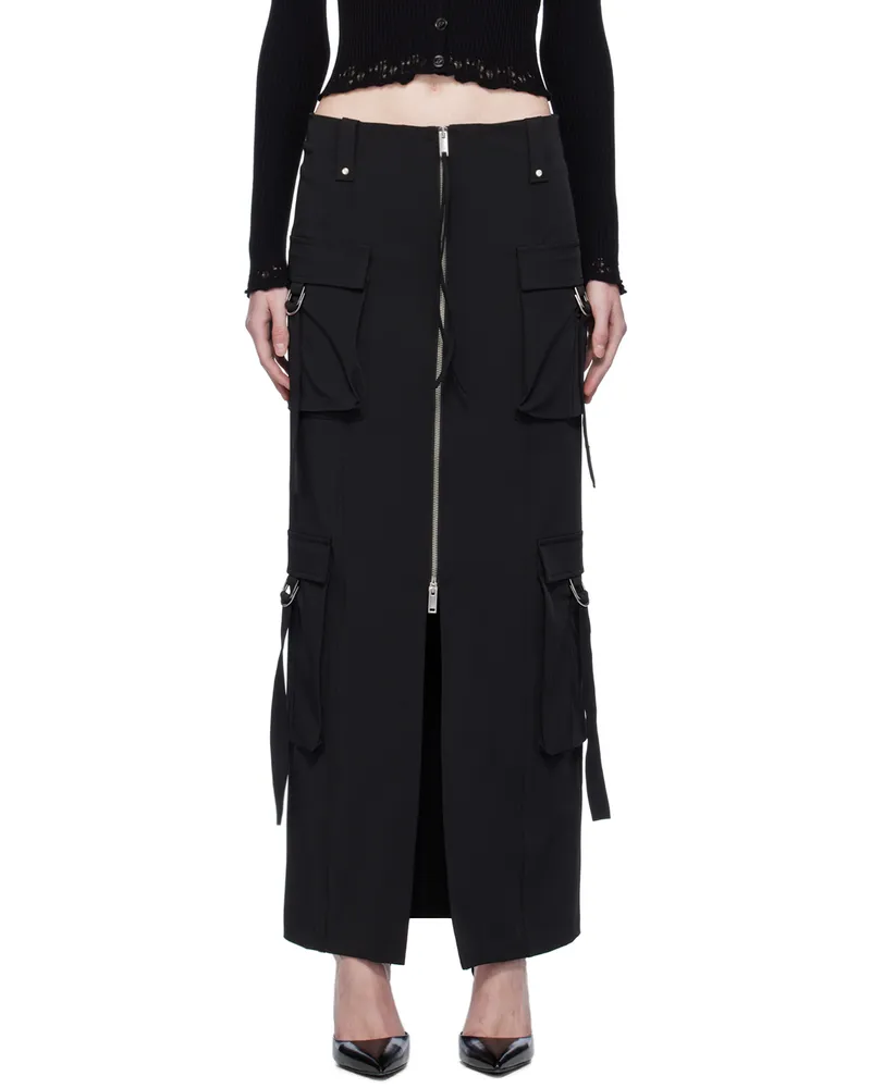 Blumarine Black Cargo Maxi Skirt N0990