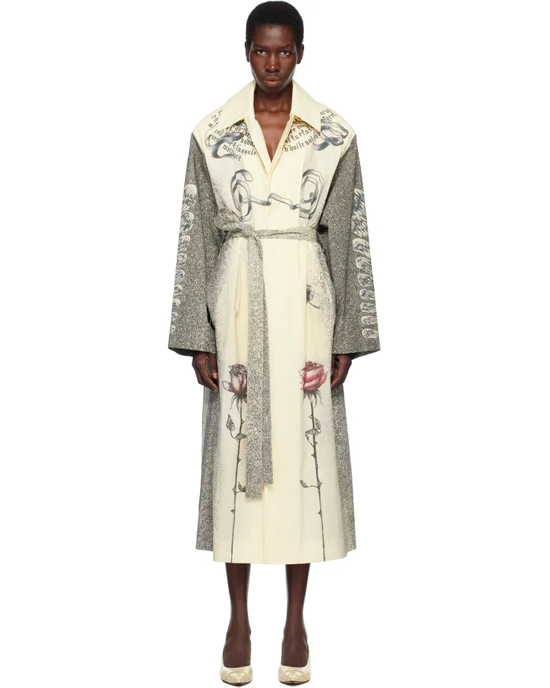 Jean Paul Gaultier Off-White 'The Multi-Tattoo' Trench Coat 030030-ecru