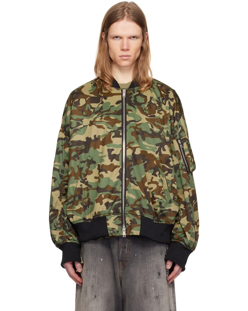 Mastermind World Khaki Jersey Camo Bomber Jacket Woodland