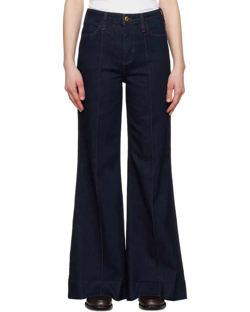 Rag & Bone Navy Wide Skylar High-Rise Jeans Rinse