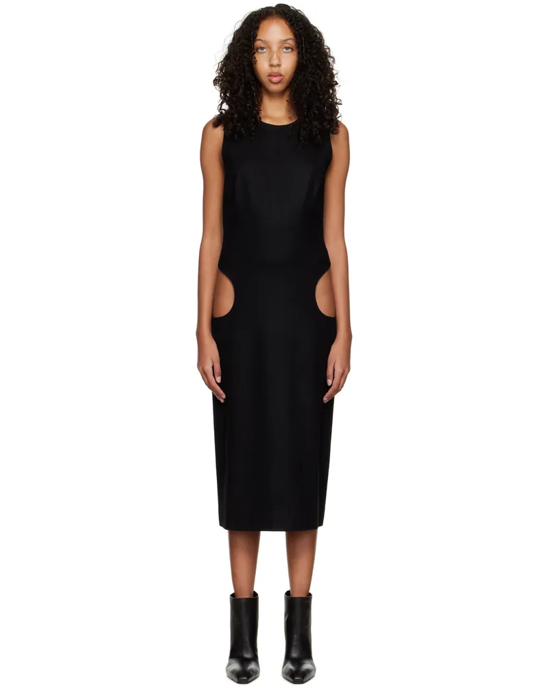 Puppets and Puppets Black Column Hip Cutout Midi Dress Black