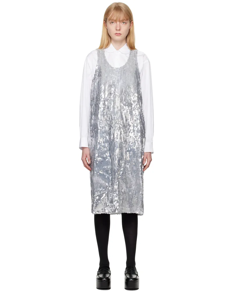 Comme des Garçons Silver Sequin Midi Dress 2