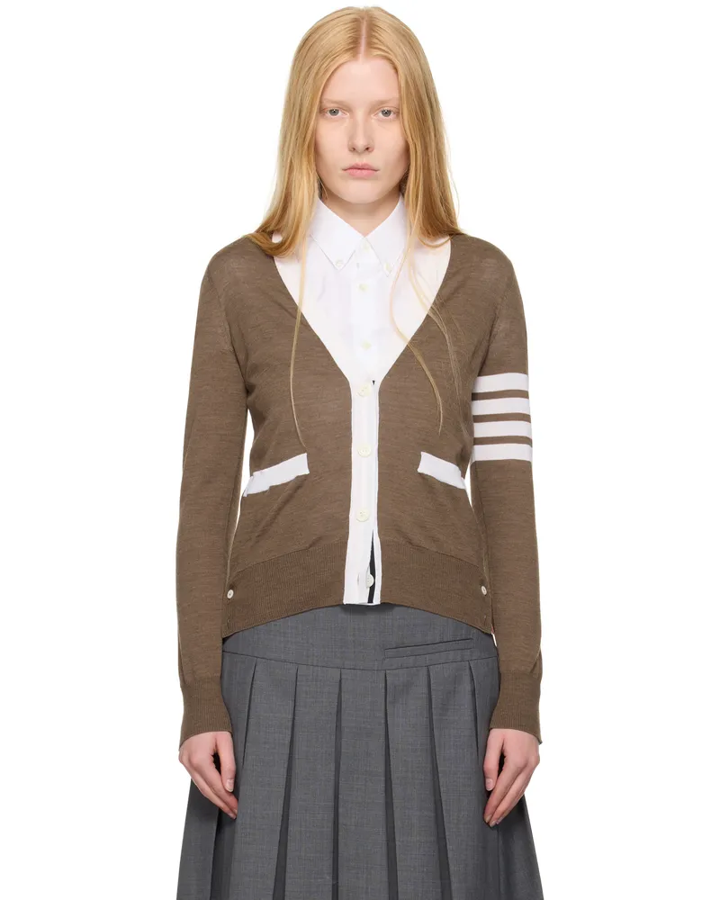 Thom Browne Brown Wool 4-Bar Relaxed-Fit Cardigan 266