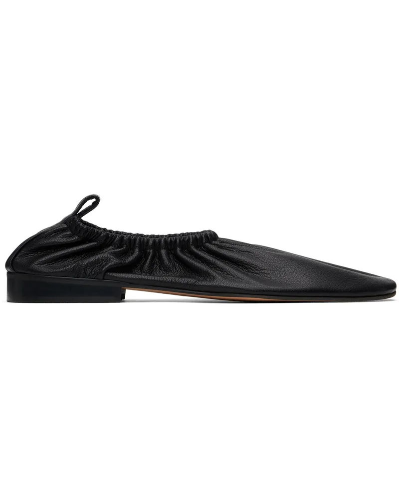 RECTO Black Gathered Slip-on Loafers Bk