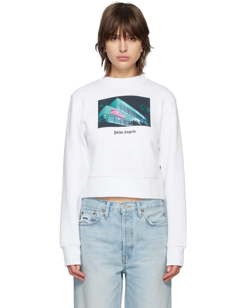 Palm Angels White Getty Miami Sweatshirt White