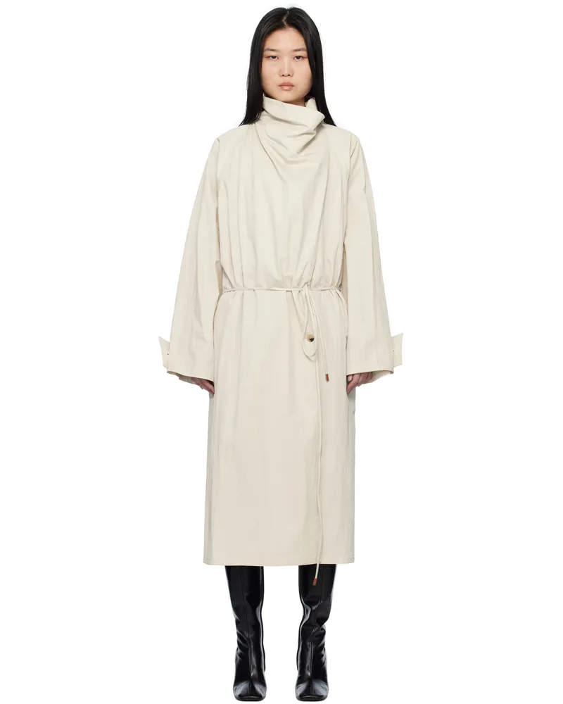 LE 17 SEPTEMBRE Off-White Cowl Neck Long Coat Ivory