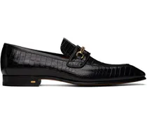 Black Printed Croc Bailey Chain Loafers