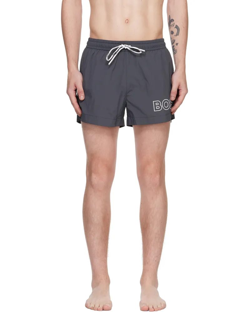 HUGO BOSS Gray Outline Swim Shorts 011-charcoal